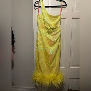 Yellow Sequin One-Shoulder Dress